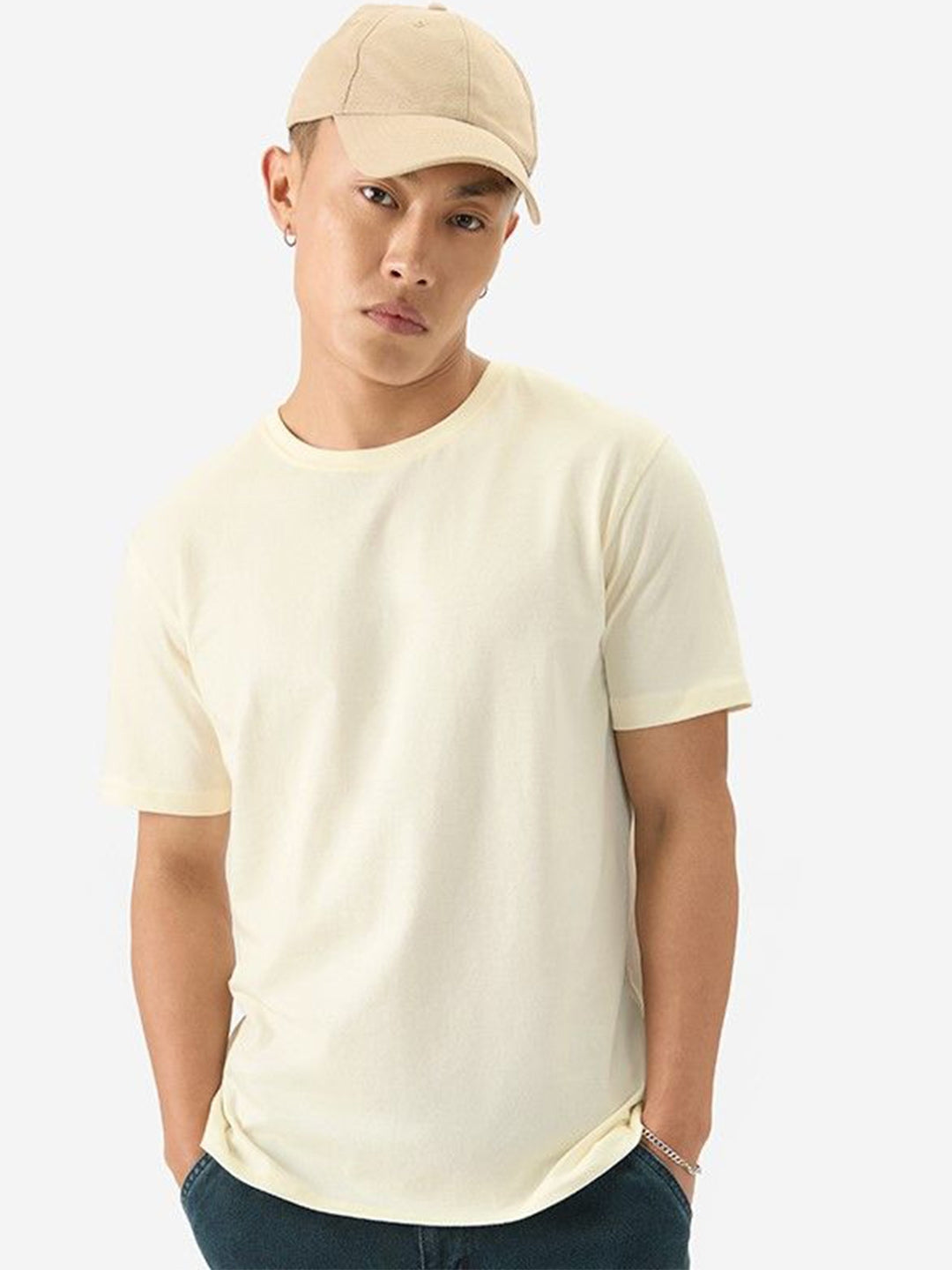 Modal Checkered Round Neck T-Shirt T590372 Modal Checkered Round Neck T-Shirt T590372