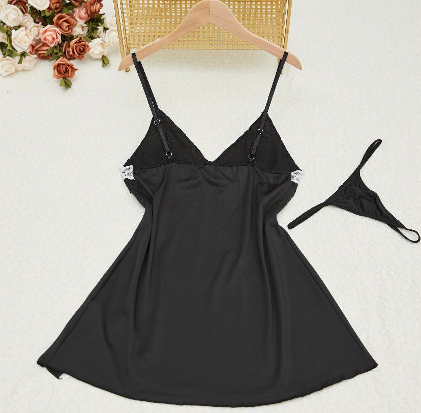 Women Lace Silk Sleepwear Split Cosplay Pajama 506820 Women Lace Silk Sleepwear Split Cosplay Pajama 506820