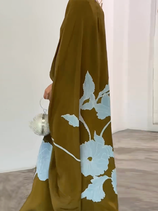 Loose Printed Round-Neck Maxi Dresses 132040 Loose Printed Round-Neck Maxi Dresses 132040