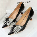 Rhinestone Butterfly Lady Low Heel Shoes S3083 - TUZZUT Qatar Online Shopping