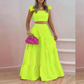 2 Pcs Women's Sleeveless Solid Color Skirts Set 390785