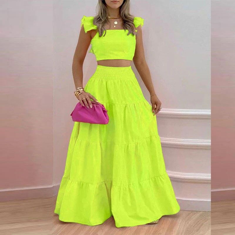 2 Pcs Women's Sleeveless Solid Color Skirts Set 390785 2 Pcs Women's Sleeveless Solid Color Skirts Set 390785