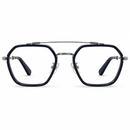 Unisex Geometric Square Frame Eyeglasses – Navy Blue & Silver MF 1947