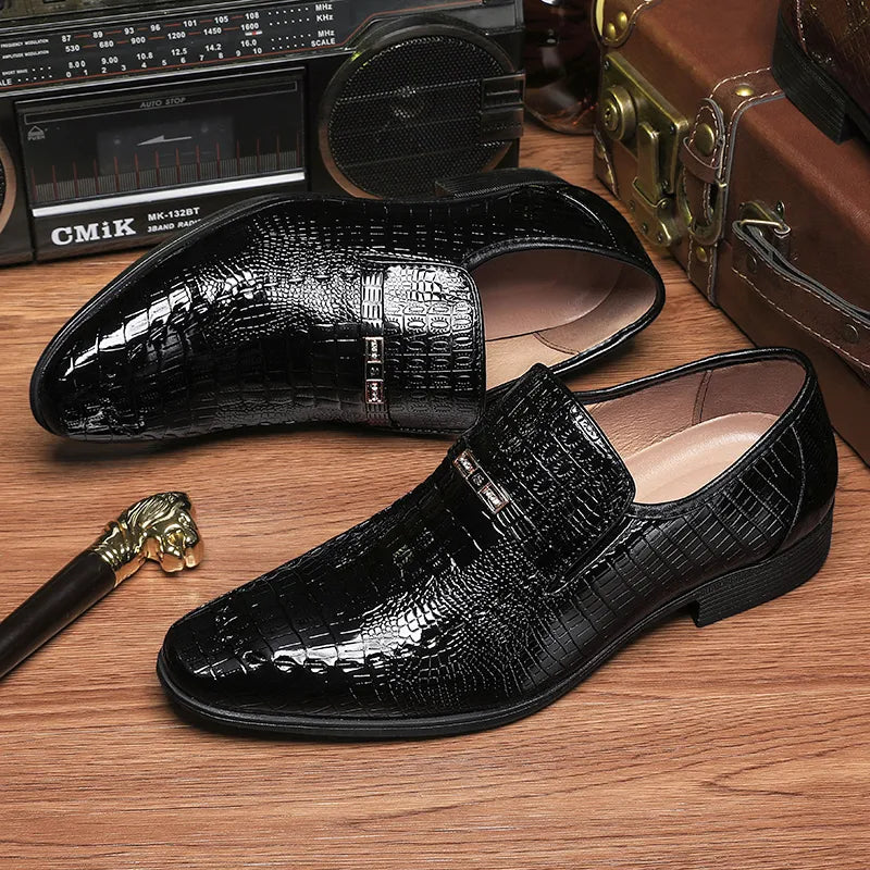 Crocodile-Embossed Leather Shoes 3195 - TUZZUT Qatar Online Shopping