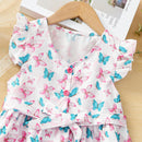 Toddler Girls Butterfly Print Ruffle Trim Belted Dress   1550829 - TUZZUT Qatar Online Shopping