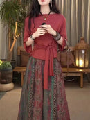 Women's 2 Pcs Long Sleeve Solid Color Skirts Set 567338 L - TUZZUT Qatar Online Shopping