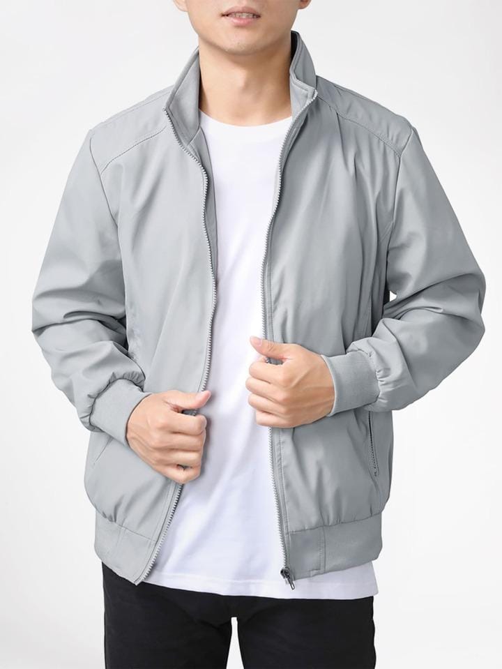 Men Zip Up Slant Pocket Jacket   T491077 - TUZZUT Qatar Online Shopping