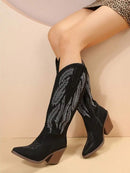Women's Western Boots High Knee-Length Mid-Heeled Boots   B107655 - TUZZUT Qatar Online Shopping