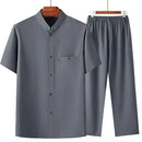 Ice Silk Shirt Men's Summer Dad Suit Grandpa Summer Men's Shirt Elderly Clothes   S4971986 - TUZZUT Qatar Online Shopping