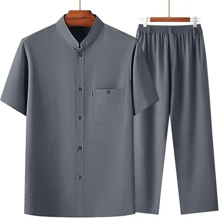 Ice Silk Shirt Men's Summer Dad Suit Grandpa Summer Men's Shirt Elderly Clothes   S4971986