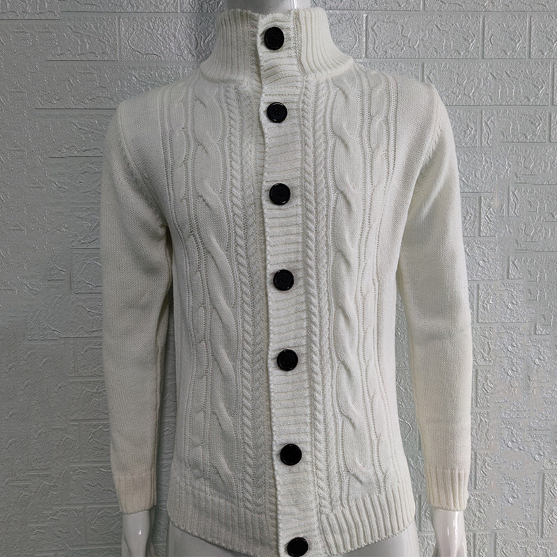 Men's Sweater Slim Fit Cardigan Knitted Single Breasted Button Winter Stand Collar Cardigan S4450721 Men's Sweater Slim Fit Cardigan Knitted Single Breasted Button Winter Stand Collar Cardigan S4450721