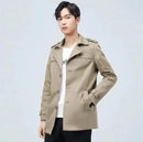 Men's Solid Color Single Breasted Lapel Long Coat S32017491 XL - TUZZUT Qatar Online Shopping