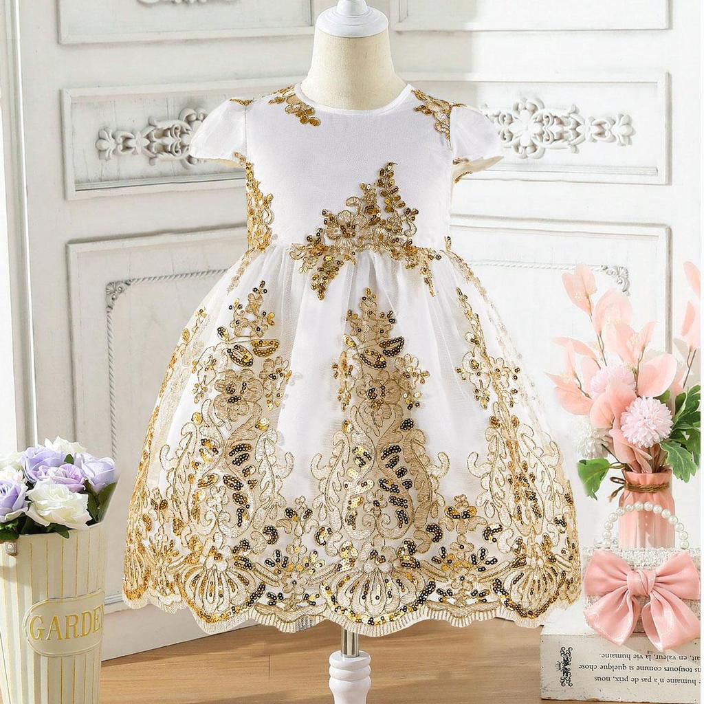 Girl's Gorgeous Elegant Style Golden Lace Dress 1564215 Girl's Gorgeous Elegant Style Golden Lace Dress 1564215