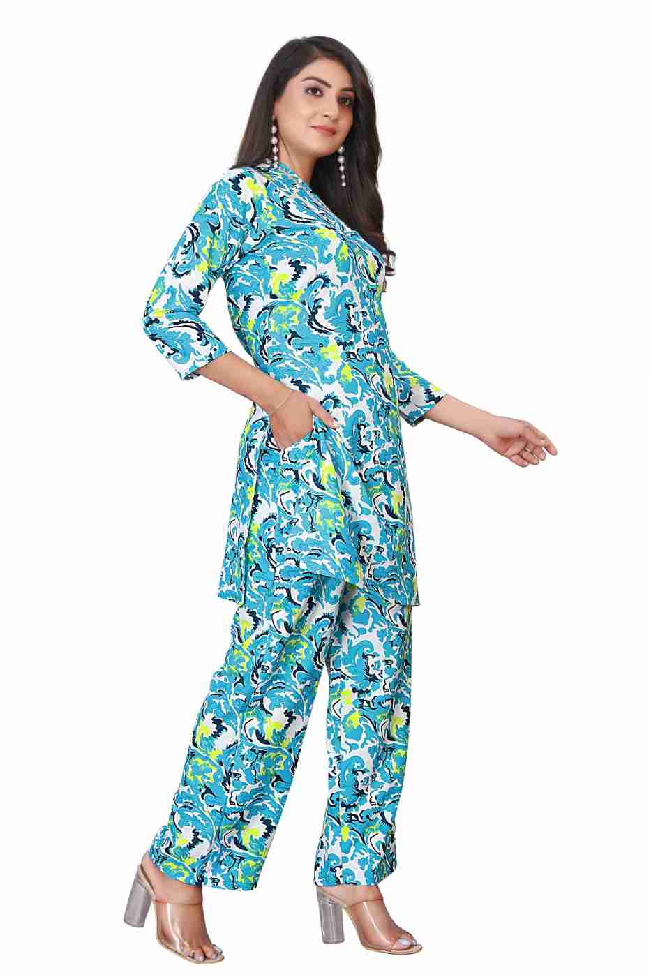 Women's Cotton Polyester Mix Fabric Printed Night suit Pajama Co-Ord Set - VKT900 Women's Cotton Polyester Mix Fabric Printed Night suit Pajama Co-Ord Set - VKT900