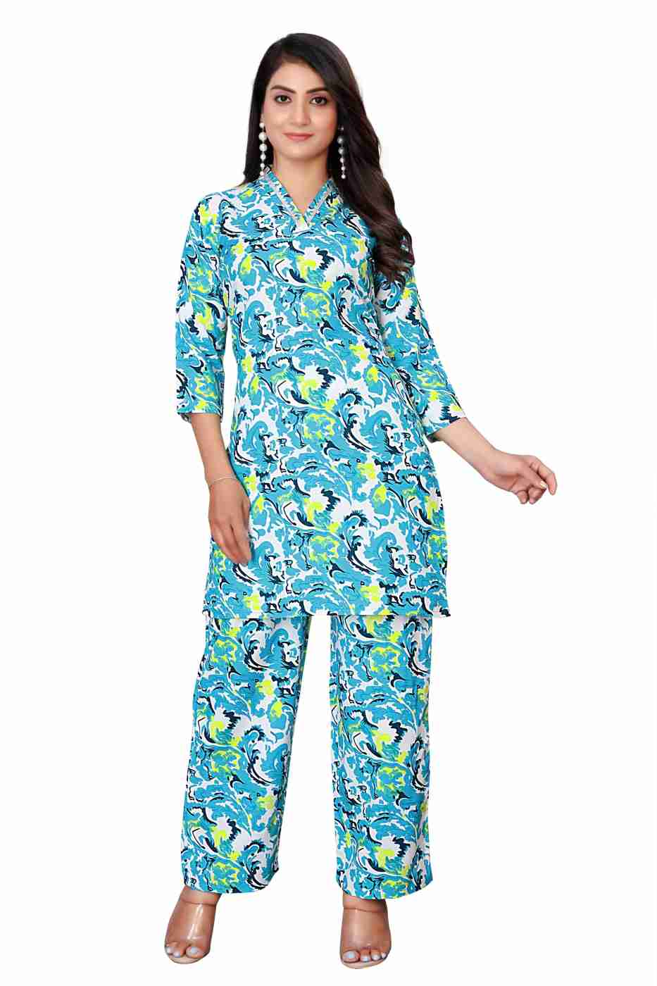 Women's Cotton Polyester Mix Fabric Printed Night suit Pajama Co-Ord Set - VKT900 Women's Cotton Polyester Mix Fabric Printed Night suit Pajama Co-Ord Set - VKT900
