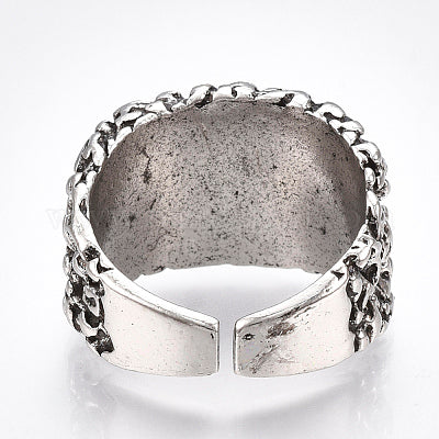 Dragon Eye Alloy Glass Cuff Finger Rings Wide Band Rings Antique Silver Blue S4635095 - Tuzzut.com Qatar Online Shopping