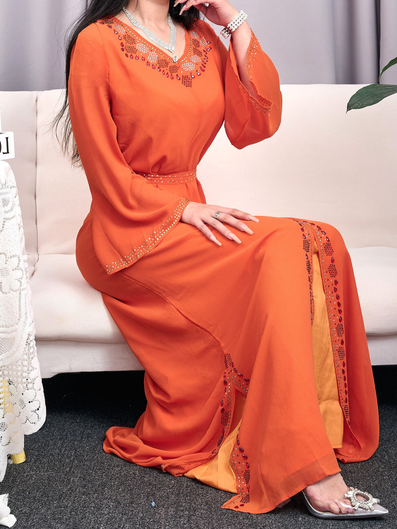 Women's Long Sleeve Solid Color Modest Fashion Dress S 405145