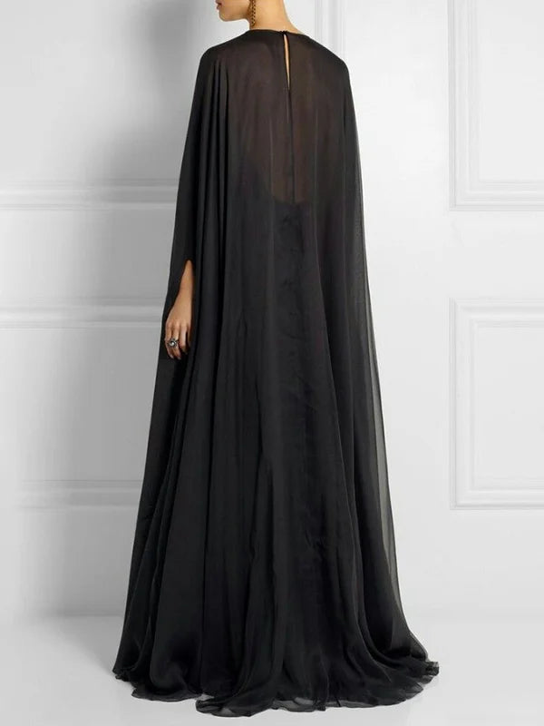 Simple Two Pieces Inner Slip Dress+See Through Outer Cape Maxi Dress 102981 Simple Two Pieces Inner Slip Dress+See Through Outer Cape Maxi Dress 102981
