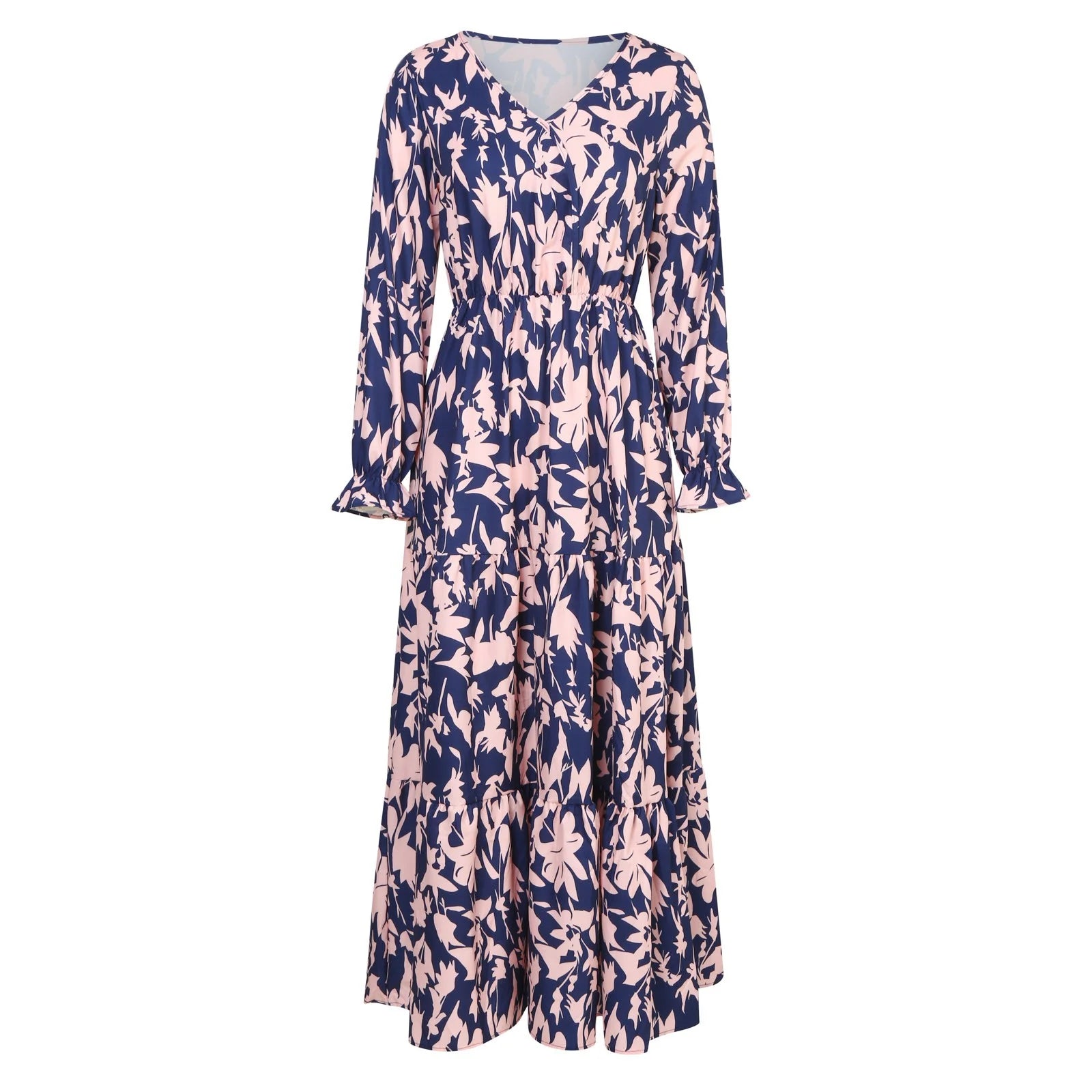 Casual Long Sleeve V Neck Maxi Dress MD6565 Casual Long Sleeve V Neck Maxi Dress MD6565