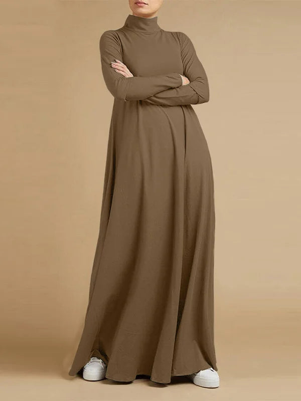 Casual Loose 4 Colors High-Neck Long Sleeves Maxi Dress 4XL 96026 Casual Loose 4 Colors High-Neck Long Sleeves Maxi Dress 4XL 96026