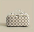 New Plaid Cosmetic Bag PU Pillow Makeup Pouch Women's Large-Capacity Luxury Wash Bag B-44302