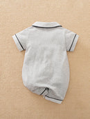 Baby Contrast Binding Button Front Sleep Romper 932092 - TUZZUT Qatar Online Shopping