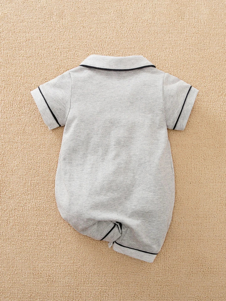 Baby Contrast Binding Button Front Sleep Romper 932092 Baby Contrast Binding Button Front Sleep Romper 932092