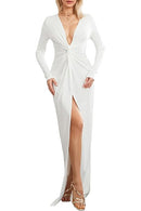 Women's Sexy Bodycon Maxi Long Dress White Off Shoulder Backless Dress   B80823 - TUZZUT Qatar Online Shopping