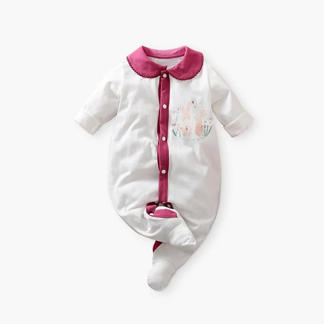 Baby clothes lace collar Footsies Cotton Long Sleeve Baby girls romper Infant pajamas 0-3M 19847458 - Tuzzut.com Qatar Online Shopping