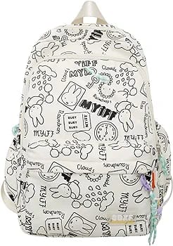 Students Cute Graffitti Large Capacity Backpack Bags  - S5018491