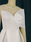 Party Dresses Women White Lace See Through Long Sleeve Tunics Swing Knee Dress African Ladies Birthday Occasion Event Gowns   S664130 - TUZZUT Qatar Online Shopping