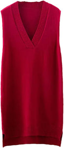 Women Long Vest Knitted Sleeveless Pullovers Sweater Dress Ladies Wastcoats H14 - TUZZUT Qatar Online Shopping