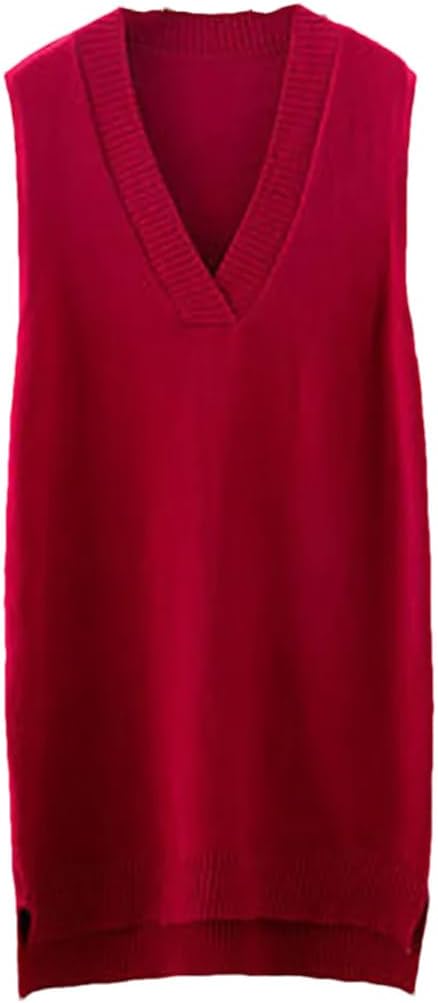 Women Long Vest Knitted Sleeveless Pullovers Sweater Dress Ladies Wastcoats H14 - TUZZUT Qatar Online Shopping