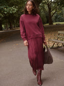 2-In-1 Soft Touch Jumper With Satin Midi Skirt MS7001 - TUZZUT Qatar Online Shopping