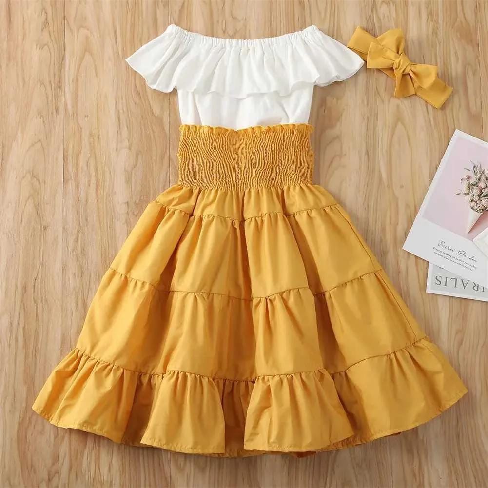 Baby Girls Off Shoulder Shirt Top Waist 3 Pcs Dress 406543 Baby Girls Off Shoulder Shirt Top Waist 3 Pcs Dress 406543
