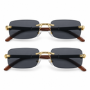 Couple Rimless Rectangular Sunglasses – Dark Grey Lenses & Gold-Tone 24