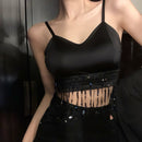 Spice Chicks Sexy Fringed Sequins Beauty Back Camisole with Chest Pads Female Pure Lust Style Outside Wearing Bandeau Underwear  379815 - TUZZUT Qatar Online Shopping