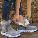 Fashionable Women's Boots, Winter New Korean Style Short Booties With Thickened Plush Lining, Flat Bottom Warm Shoes For Women  B185597 - TUZZUT Qatar Online Shopping
