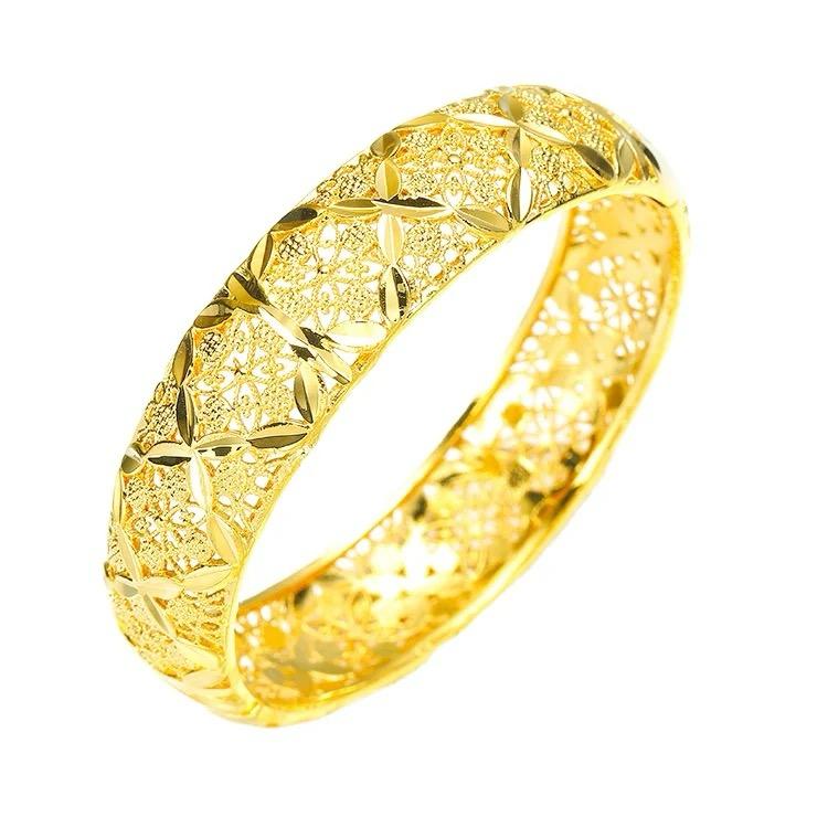 Brass Gold Plated Snap Clasp Hollow Four Leaf Clover Bracelet S4887024 - Tuzzut.com Qatar Online Shopping