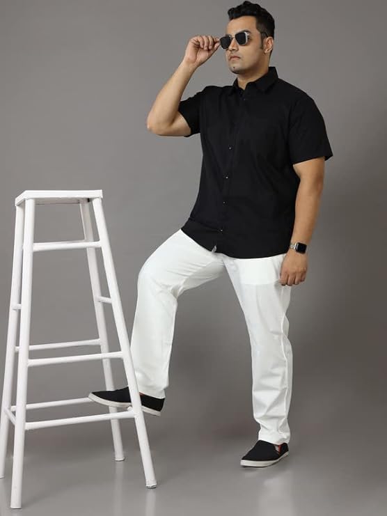 Men s Rich Black Solid Half Sleeve Shirt C181# Men s Rich Black Solid Half Sleeve Shirt C181#