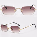 Rimless Octagonal Gold With Brown Sunglasses AM76 - TUZZUT Qatar Online Shopping