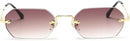 Rimless Octagonal Gold With Brown Sunglasses AM76 - TUZZUT Qatar Online Shopping