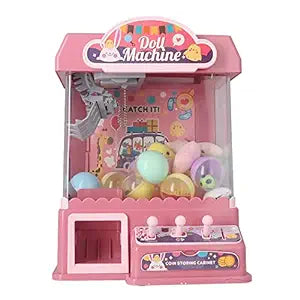 167 Mini Claw Machine for Kids, Doll Grabber Machine with 10 Dolls, Cool Light Music, Grabber Game Toy for Party (Pink) - TUZZUT Qatar Online Shopping