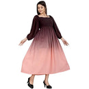 Women's  Round Neck, Full Sleeves Long Ombre Dress  141821 - TUZZUT Qatar Online Shopping