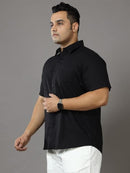 Men s Rich Black Solid Half Sleeve Shirt C181