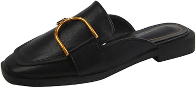 Womens Slide Sandals Leather Square Toe Flats Flip Flops Ladies Slides 9A99-3 Womens Slide Sandals Leather Square Toe Flats Flip Flops Ladies Slides 9A99-3