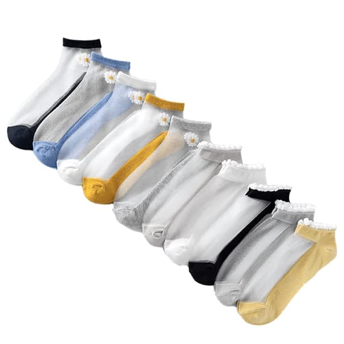 10 Pairs Elastic Women Ankle Length Socks Transparent  moo64 - TUZZUT Qatar Online Shopping