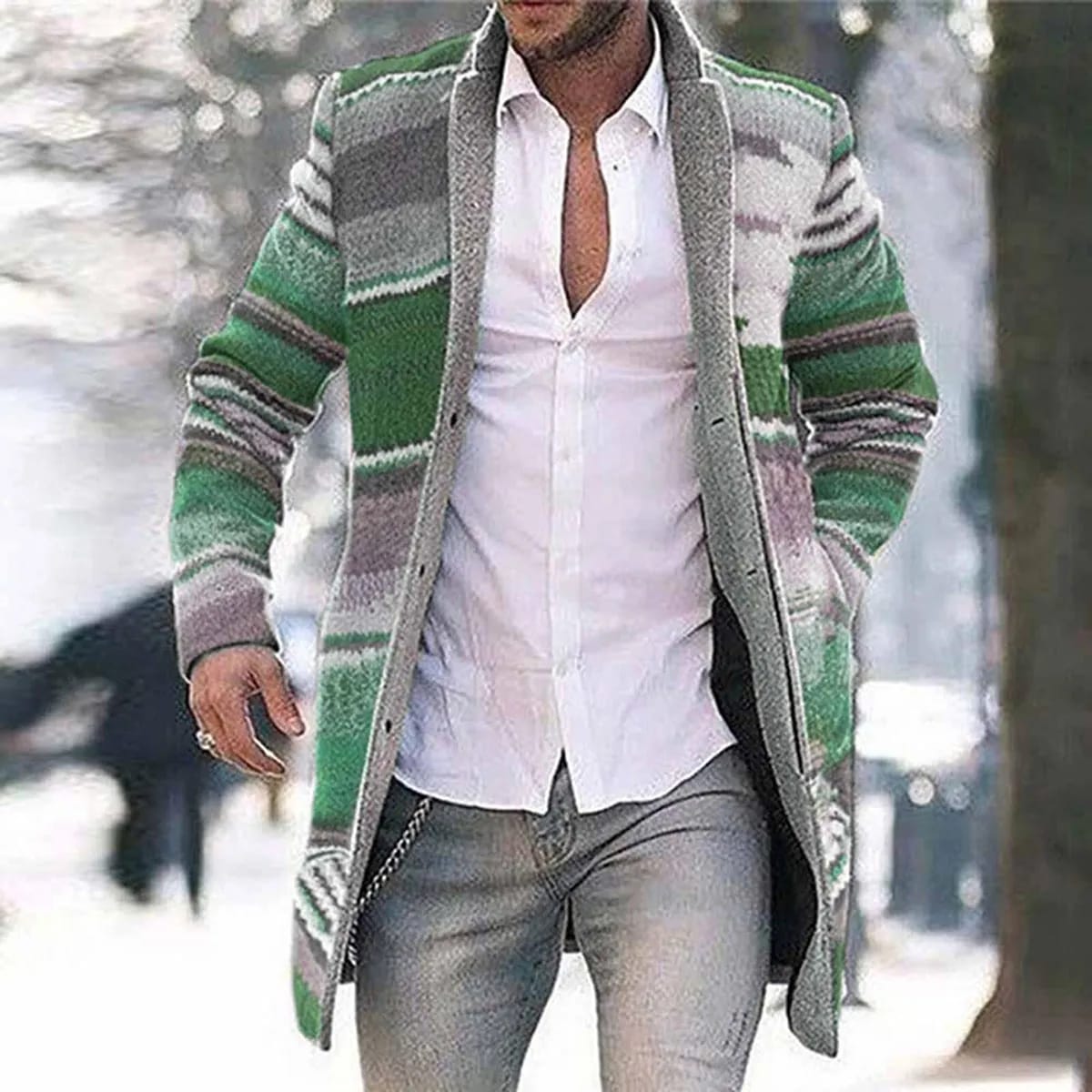 Men's Medium Long Cardigan Hoodie Print Windbreaker Long Sleeve Coat L S4271231 Men's Medium Long Cardigan Hoodie Print Windbreaker Long Sleeve Coat L S4271231