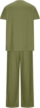 2pc Green Woven Linen Set Blouse & Capri Pants Women’s   SKUI93223 - TUZZUT Qatar Online Shopping