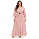 Women’s Dusty Pink Gold-Detail Maxi Dress with Belt X4432850 - XL